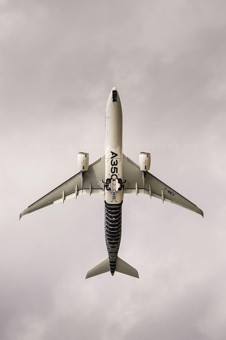 Airbus A350 XWB in flight with shark livery against overcast sky HD phone wallpaper