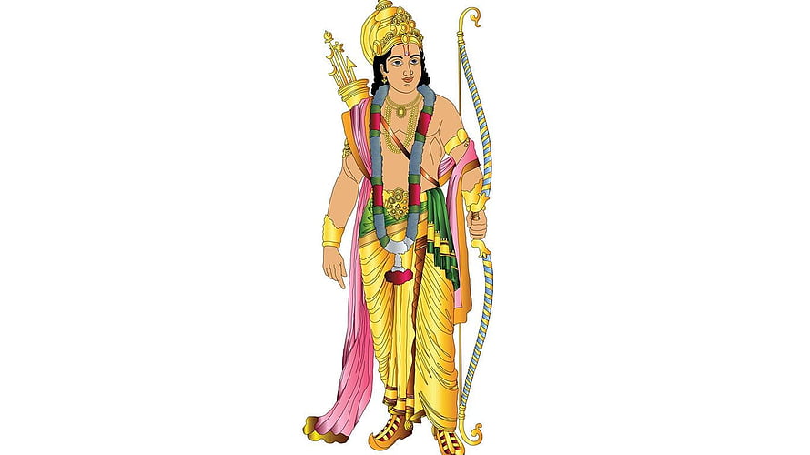 Lord Rama Traditional Indian Deity Illustration with Bow and Arrow HD wallpaper