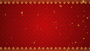 Elegant Red and Gold Floral Pattern Background with Falling Petals HD wallpaper