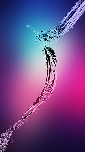 Dynamic Water Splash Wave on Gradient Blue and Pink Background HD phone wallpaper