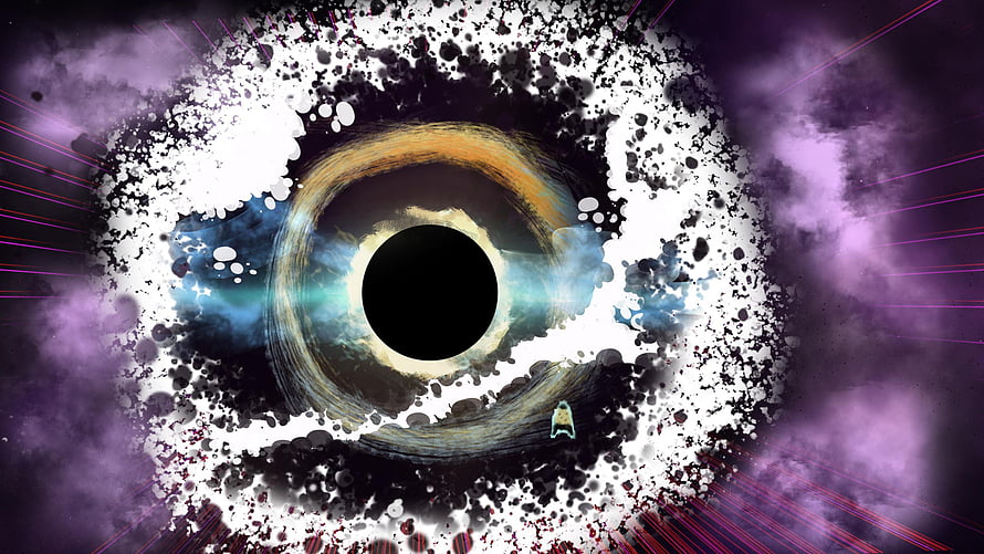 Abstract Cosmic Eye Artwork With Purple Nebula And Black Hole Pupil HD wallpaper