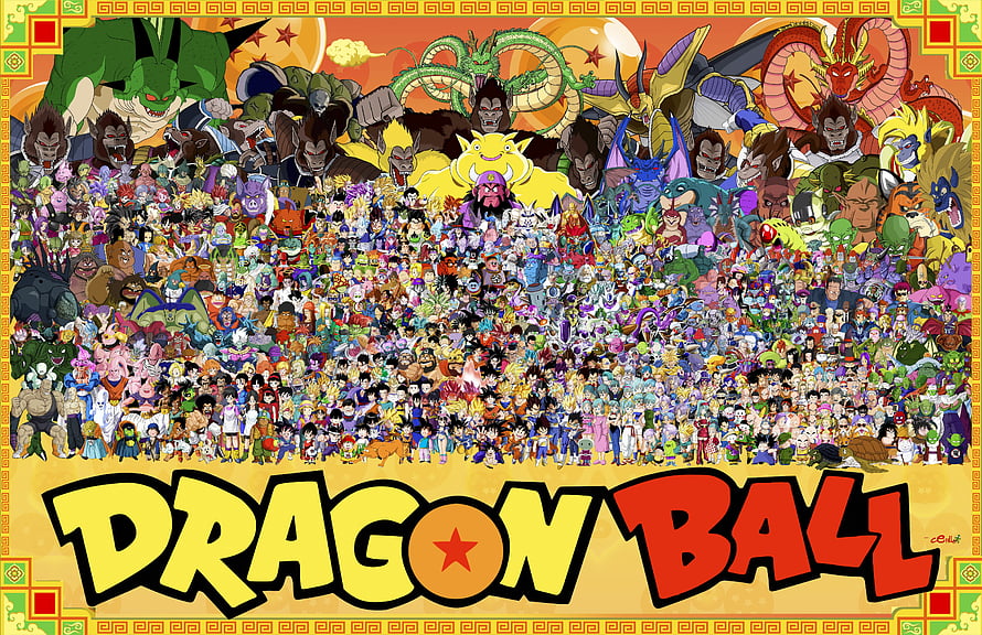 Dragon Ball Complete Character Collection Poster Featuring Every Villain and Hero HD wallpaper