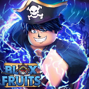 Blox Fruits Pirate Character with Lightning Powers and Jolly Roger Hat HD phone wallpaper