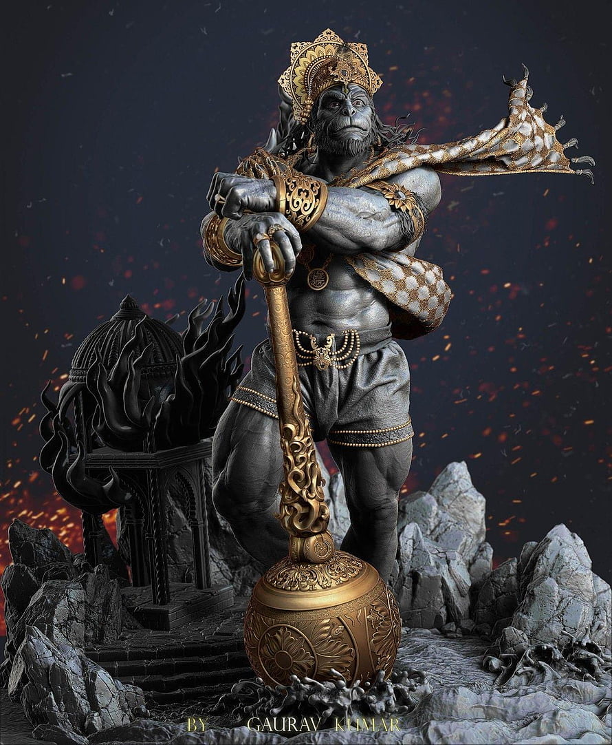 Sun Wukong The Monkey King Holding Golden Cudgel Statue HD phone wallpaper