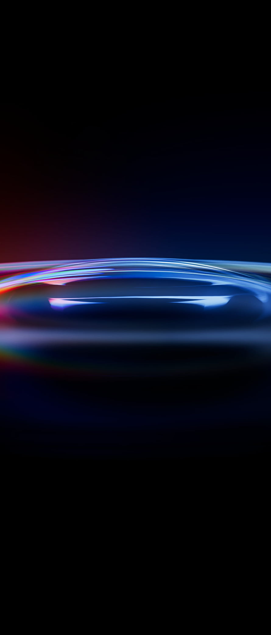 Abstract Blue Liquid Ripple With Rainbow Light Refraction On Dark Background HD phone wallpaper