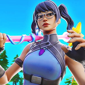Crystal Kawaii Fortnite Character with Star Wand and Round Glasses HD phone wallpaper