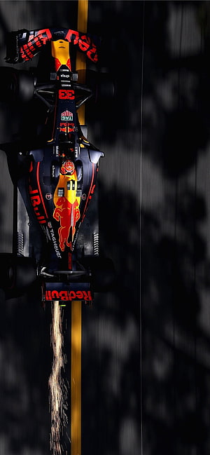 Max Verstappen Red Bull Racing Formula 1 Car Night Race Sparks HD phone wallpaper