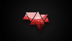 Geometric Red Mountain Landscape Vector Art HD wallpaper