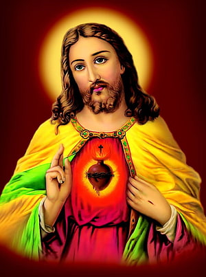 Sacred Heart of Jesus Religious Art Wallpaper HD phone wallpaper