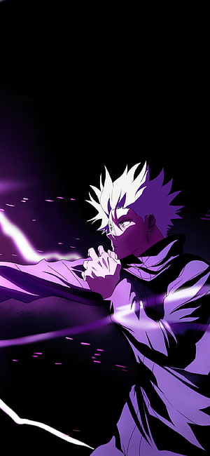 Satoru Gojo Casting Hollow Purple Technique in Jujutsu Kaisen Anime Artwork HD phone wallpaper