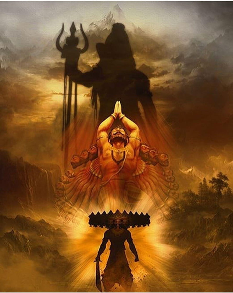 Hanuman Devotee Praying to Lord Shiva Silhouette in Mountain Landscape, ravanasura, #Ravana HD phone wallpaper