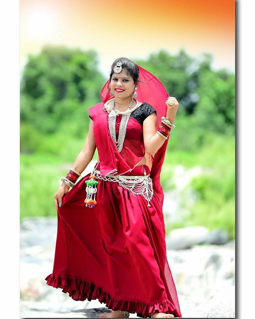 Adivasi Woman in Traditional Red Attire with Silver Jewelry and Tribal Accessories, Adivasi girl HD phone wallpaper