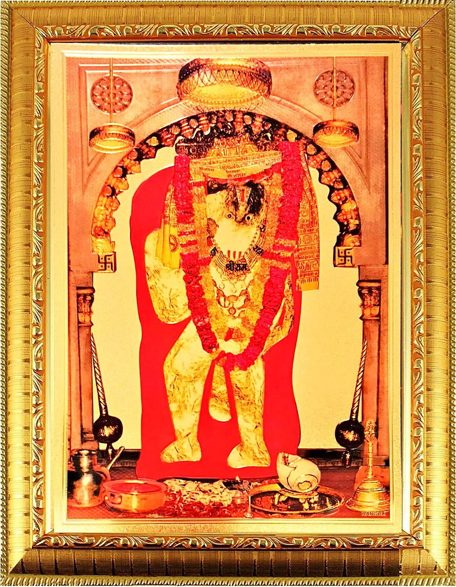 Framed Hanuman Statue with Red Garlands and Ritual Offerings, Suninow Gold Plated Hindu Bhagwan Devi Devta Mehandipur Balaji Frame for Pooja, Wall Decor : Amazon.in: Home & Kitchen, #mehandipur balaji HD phone wallpaper