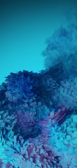 Abstract Blue and Purple Floral 3D Render Wallpaper HD phone wallpaper