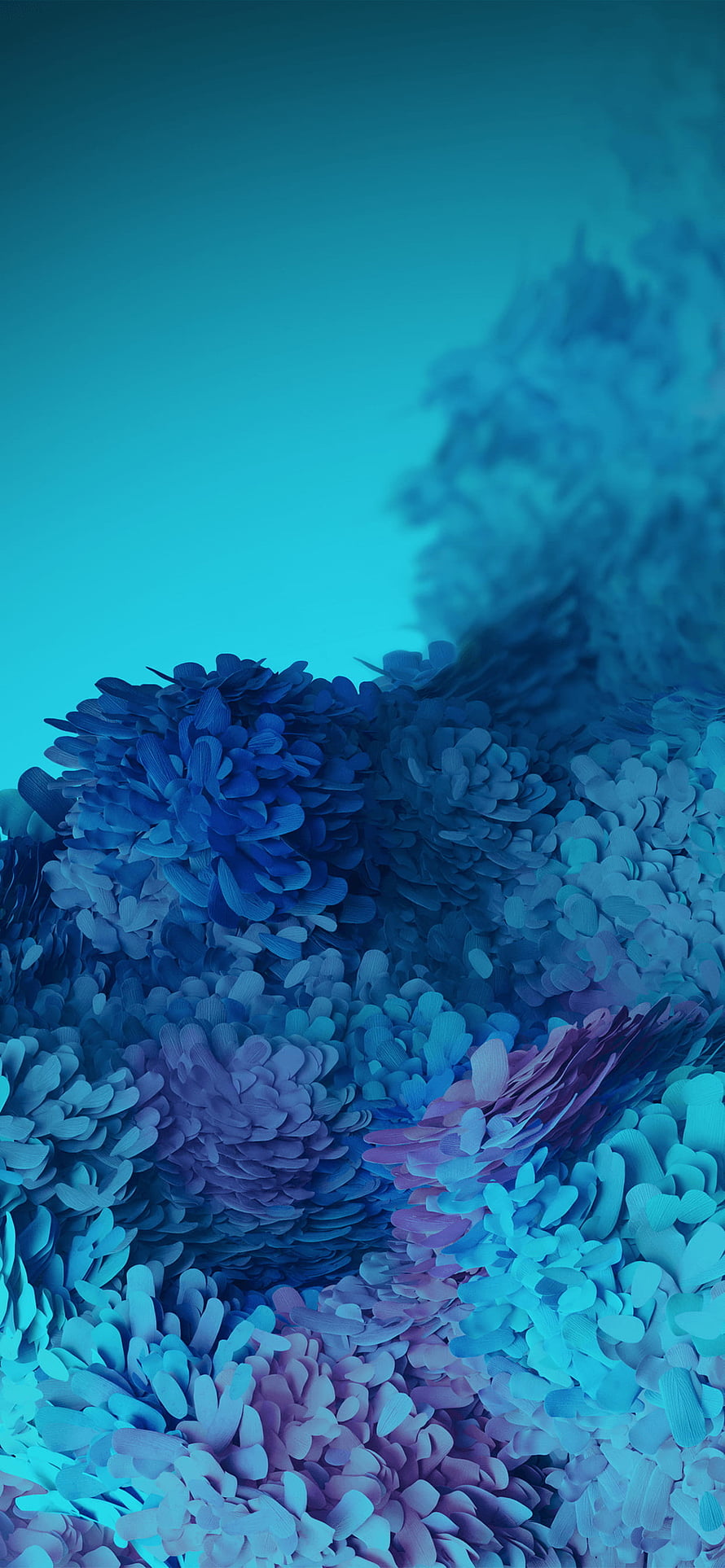 Abstract Blue and Purple Floral 3D Render Wallpaper HD phone wallpaper