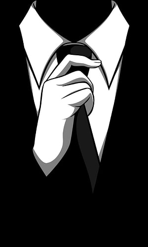 Black and White Illustration of Hand Adjusting Necktie on Formal Shirt Collar HD phone wallpaper