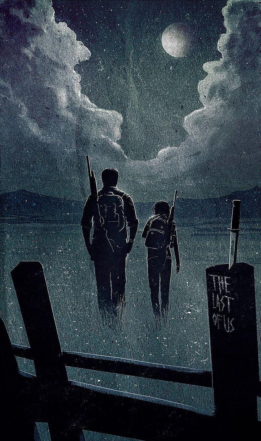 The Last of Us Ellie and Joel Walking Through Moonlit Grassland HD phone wallpaper