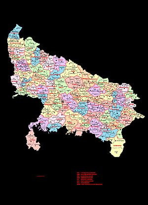 Detailed Political Map of Uttar Pradesh India with Districts and Cities HD phone wallpaper