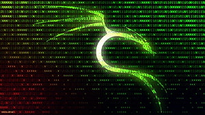 Kali Linux Digital Snake Logo on Binary Code Background HD wallpaper