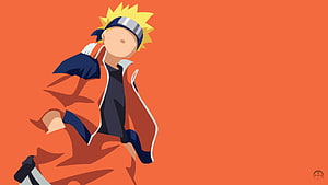 Naruto Uzumaki Minimalist Vector Illustration in Orange Jumpsuit HD wallpaper