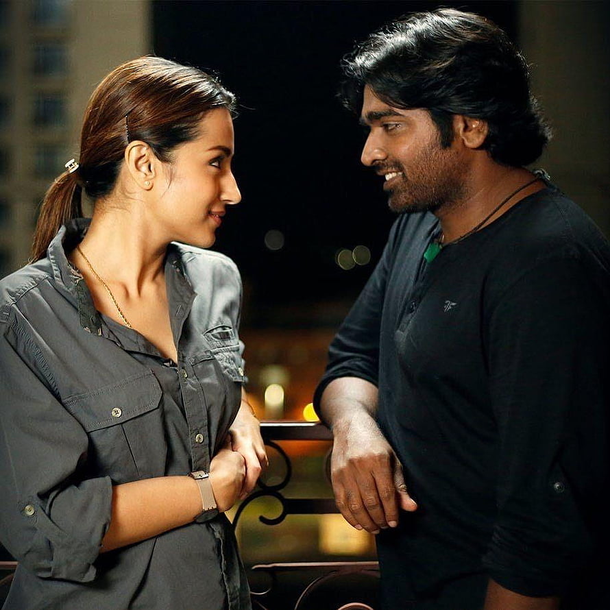 96 Movie Romantic Couple Scene on Balcony at Night HD phone wallpaper