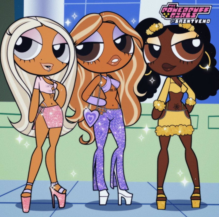 The Powerpuff Girls as Bratz Dolls Fan Art Illustration HD wallpaper