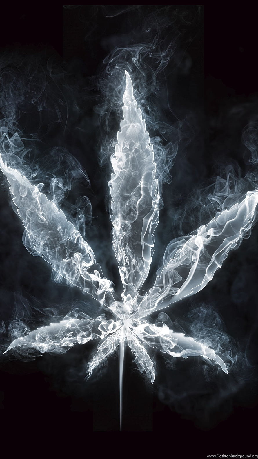 Ethereal White Smoke Cannabis Leaf Art on Dark Background HD phone wallpaper