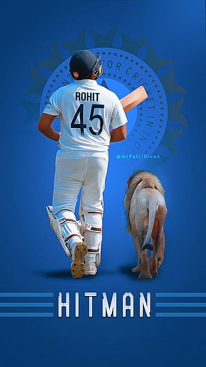 Rohit Sharma Hitman Cricket Wallpaper With Lion And BCCI Logo, Mi Vivek on Twitter:, rohit sharma 45 HD phone wallpaper