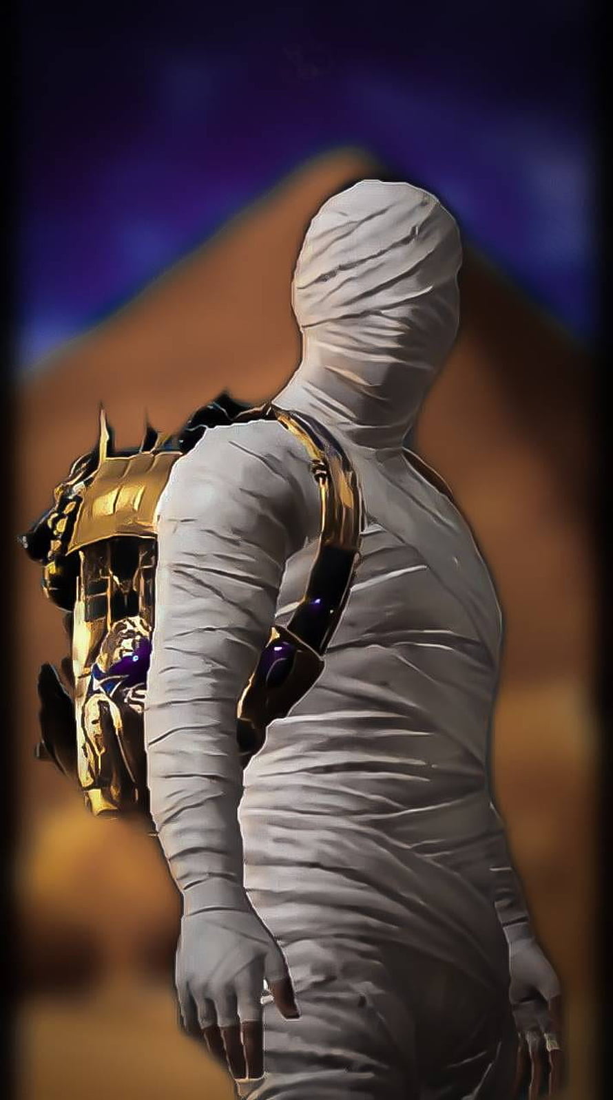 PUBG Mummy Skin Character with Golden Backpack and White Wrappings HD phone wallpaper