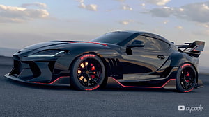 Black Toyota Supra Track Edition with Red Accents and Michelin Tires HD wallpaper