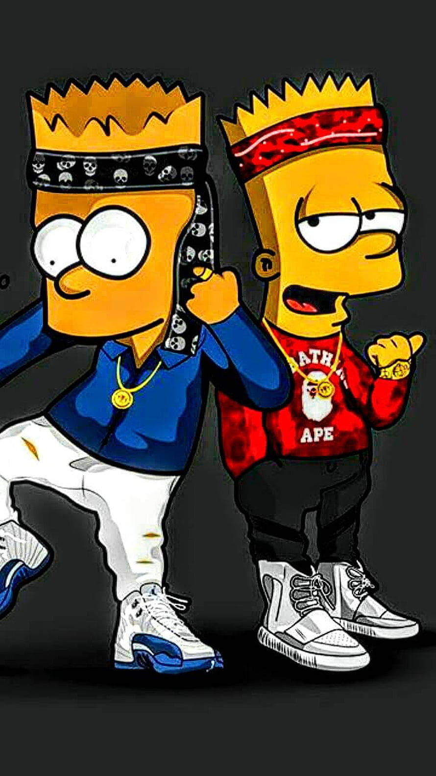 Bart Simpson in Streetwear Style with Bandanas and Sneakers HD phone wallpaper