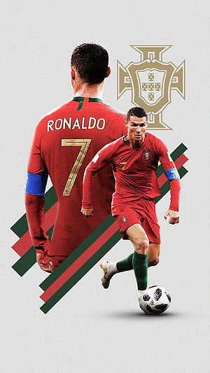 Cristiano Ronaldo Portugal National Team Soccer Player Number 7 Red Jersey Wallpaper HD phone wallpaper