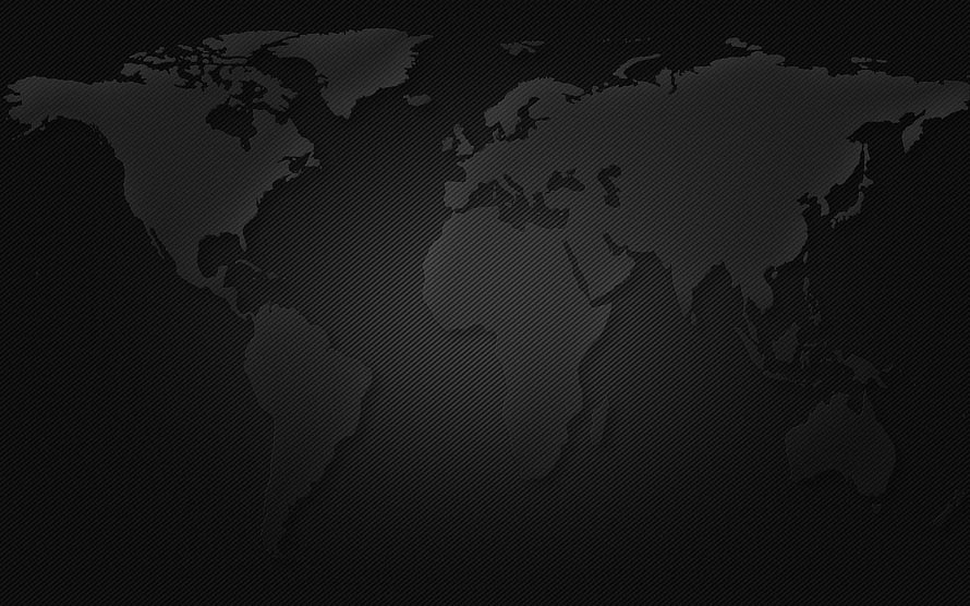 Dark Minimalist World Map with Subtle Diagonal Texture on Black Background HD wallpaper