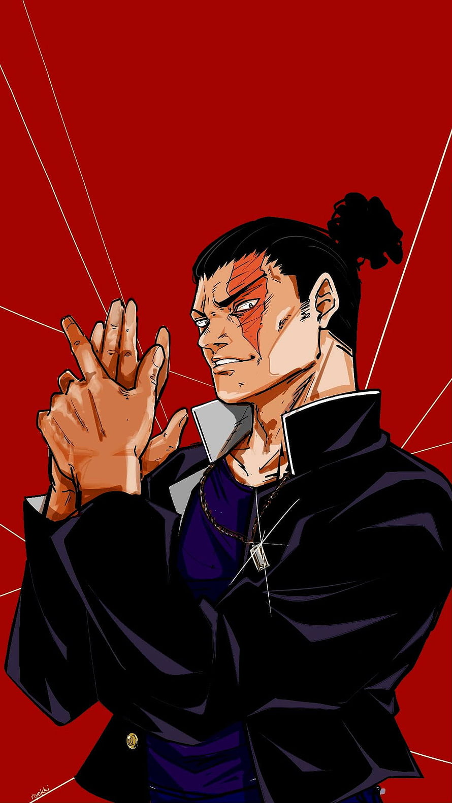 Aoi Todo Jujutsu Kaisen Anime Character Illustration with Red Background HD phone wallpaper