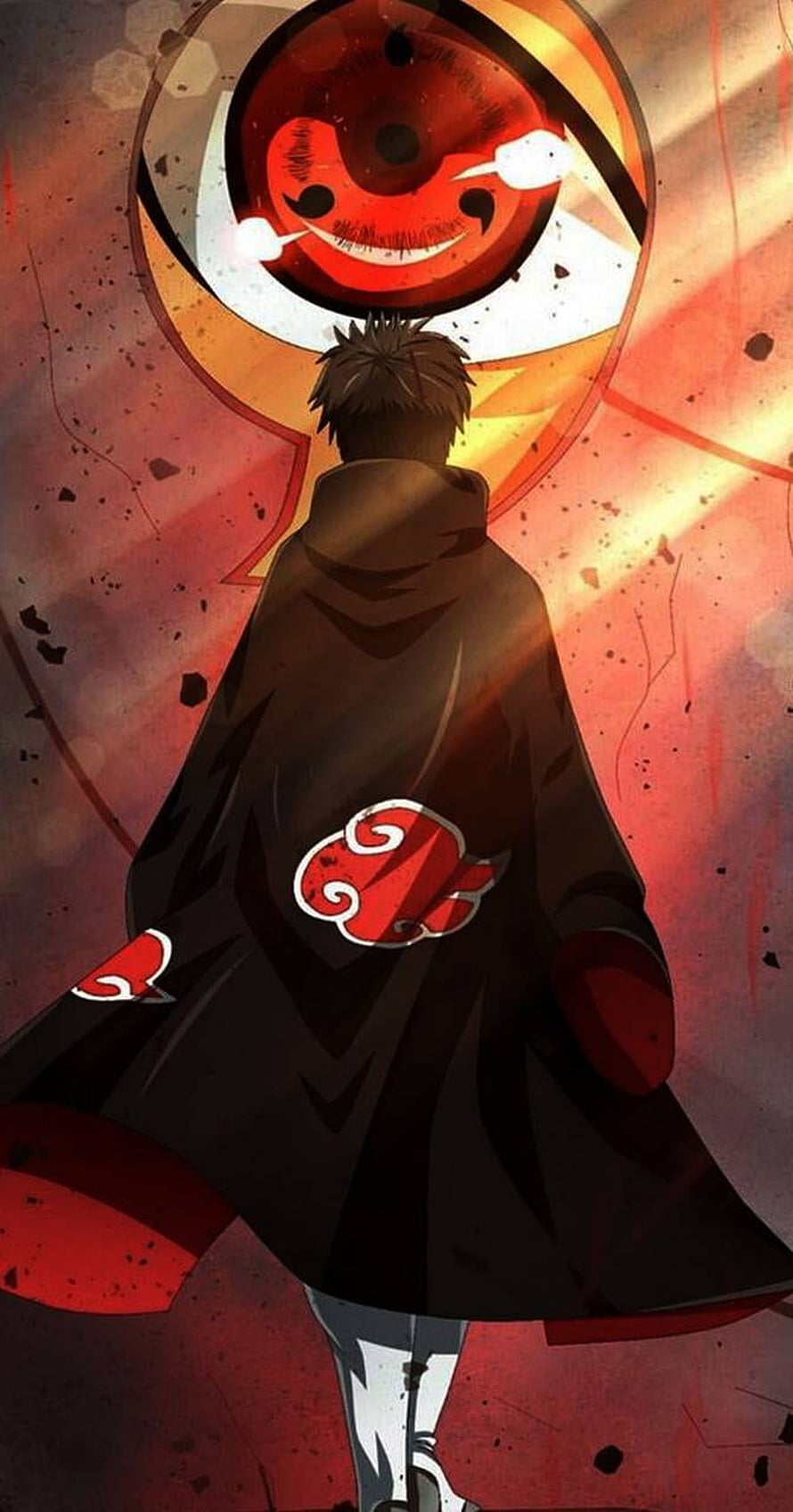 Obito Uchiha in Akatsuki Cloak with Sharingan Eye HD phone wallpaper