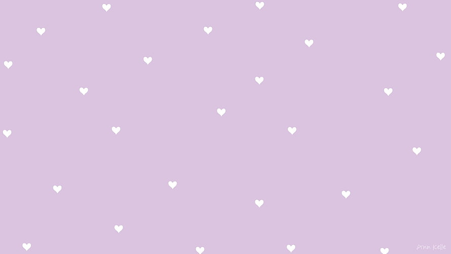 Soft Lilac Background with Scattered White Heart Pattern for Desktop HD wallpaper