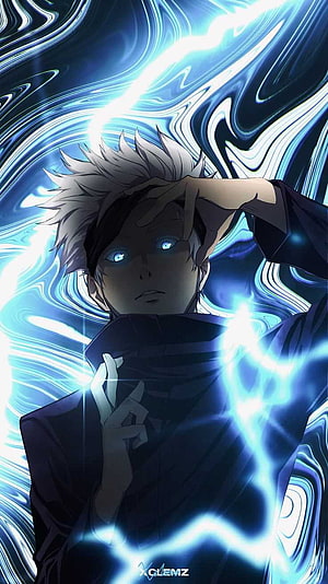 Gojo Satoru Jujutsu Kaisen Anime Wallpaper Blue Lightning HD phone wallpaper