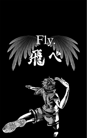 Haikyuu Fly Concept Art with Angel Wings and Japanese Calligraphy HD phone wallpaper