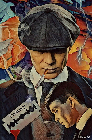 Tommy Shelby Peaky Blinders Artwork with Playing Card and Cigarette HD phone wallpaper