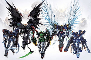 Gundam Wing Endless Waltz Mobile Suit Lineup Concept Art HD wallpaper