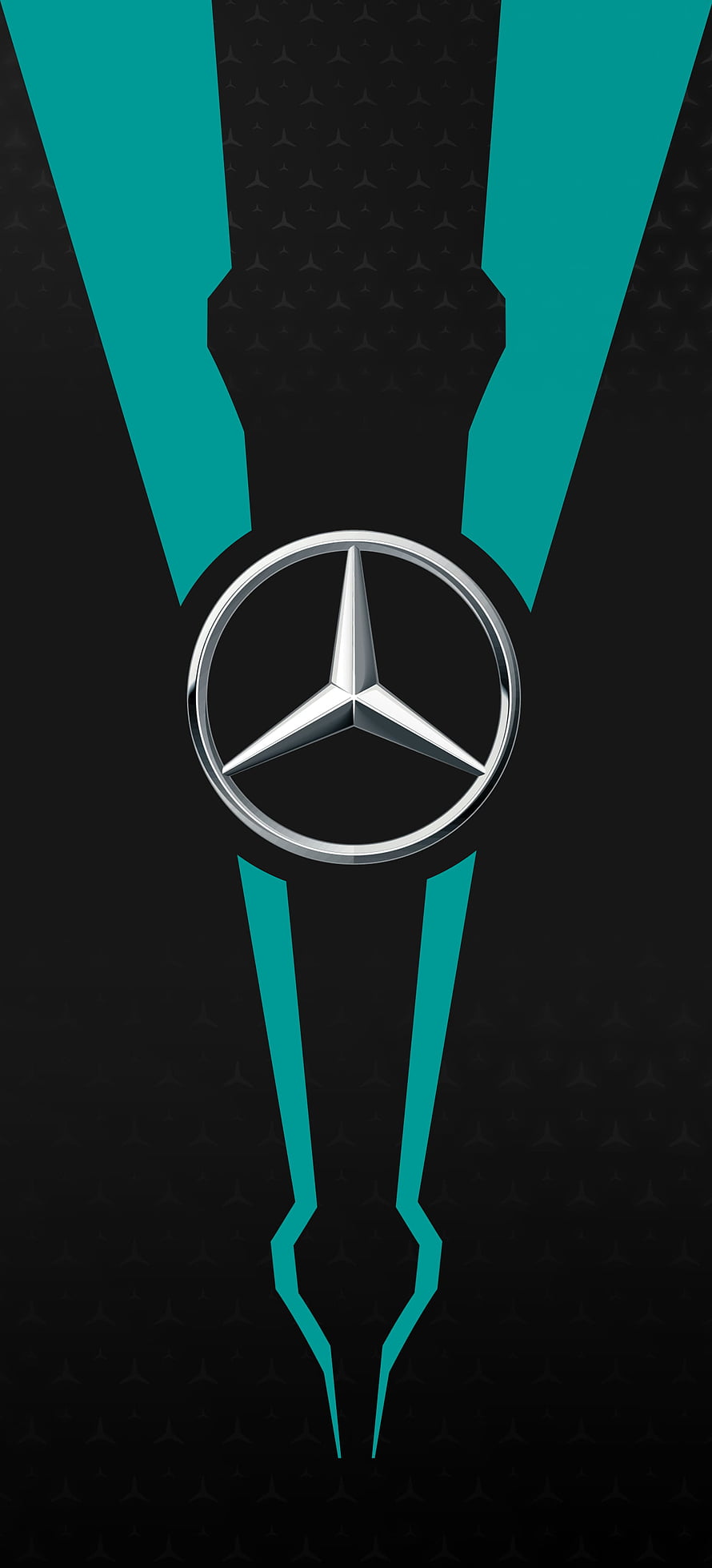 Mercedes AMG Petronas F1 Racing Logo with Teal Accents on Black Background HD phone wallpaper