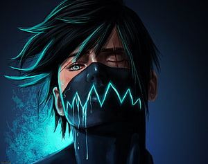 Toguro Hisoka Neon Mask Digital Art Wallpaper HD wallpaper