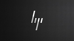 HP Logo on Dark Perforated Metal Texture Background HD wallpaper