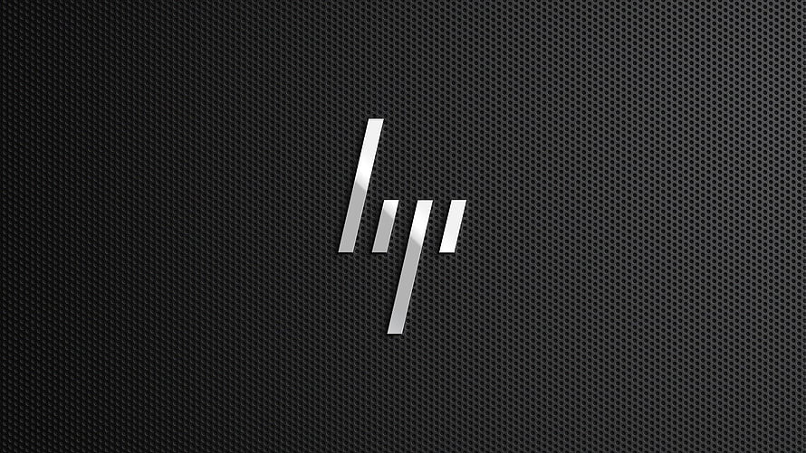 HP Logo on Dark Perforated Metal Texture Background HD wallpaper