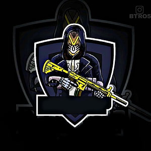 PUBG Mobile Skull Mask Character Holding Yellow Rifle in Shield Emblem HD phone wallpaper