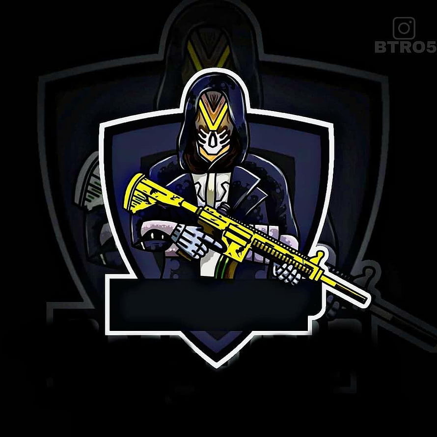 PUBG Mobile Skull Mask Character Holding Yellow Rifle in Shield Emblem HD phone wallpaper