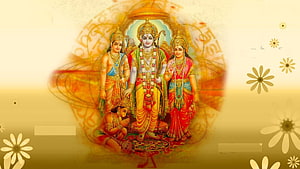 Lord Rama, Sita, and Lakshmana with Hanuman Hindu Deity Wallpaper, God Rama Laxman Sita with Hanuman, ram sita hanuman HD wallpaper