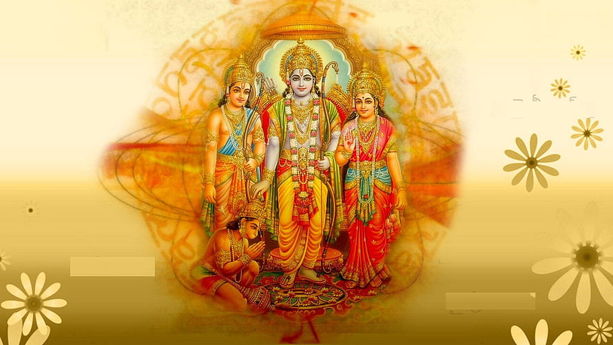 Lord Rama, Sita, and Lakshmana with Hanuman Hindu Deity Wallpaper, God Rama Laxman Sita with Hanuman, ram sita hanuman HD wallpaper
