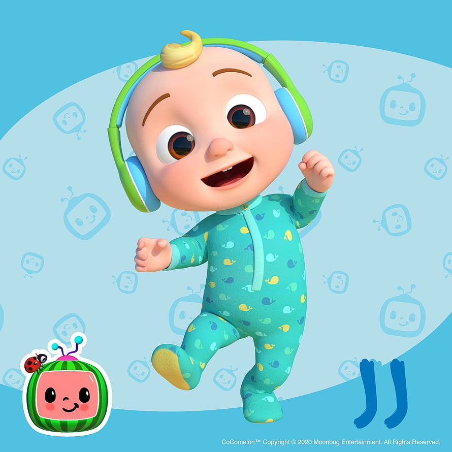 CoComelon Baby JJ Dancing in Blue Whale Onesie with Headphones HD phone wallpaper