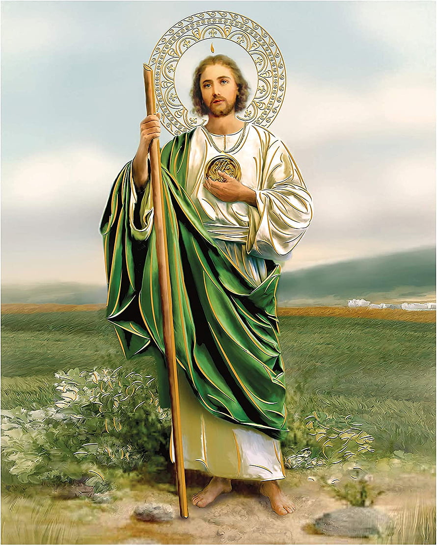 Divine Shepherd Jesus Christ in Green Robes Holding Staff with Sacred Heart and Halo HD phone wallpaper